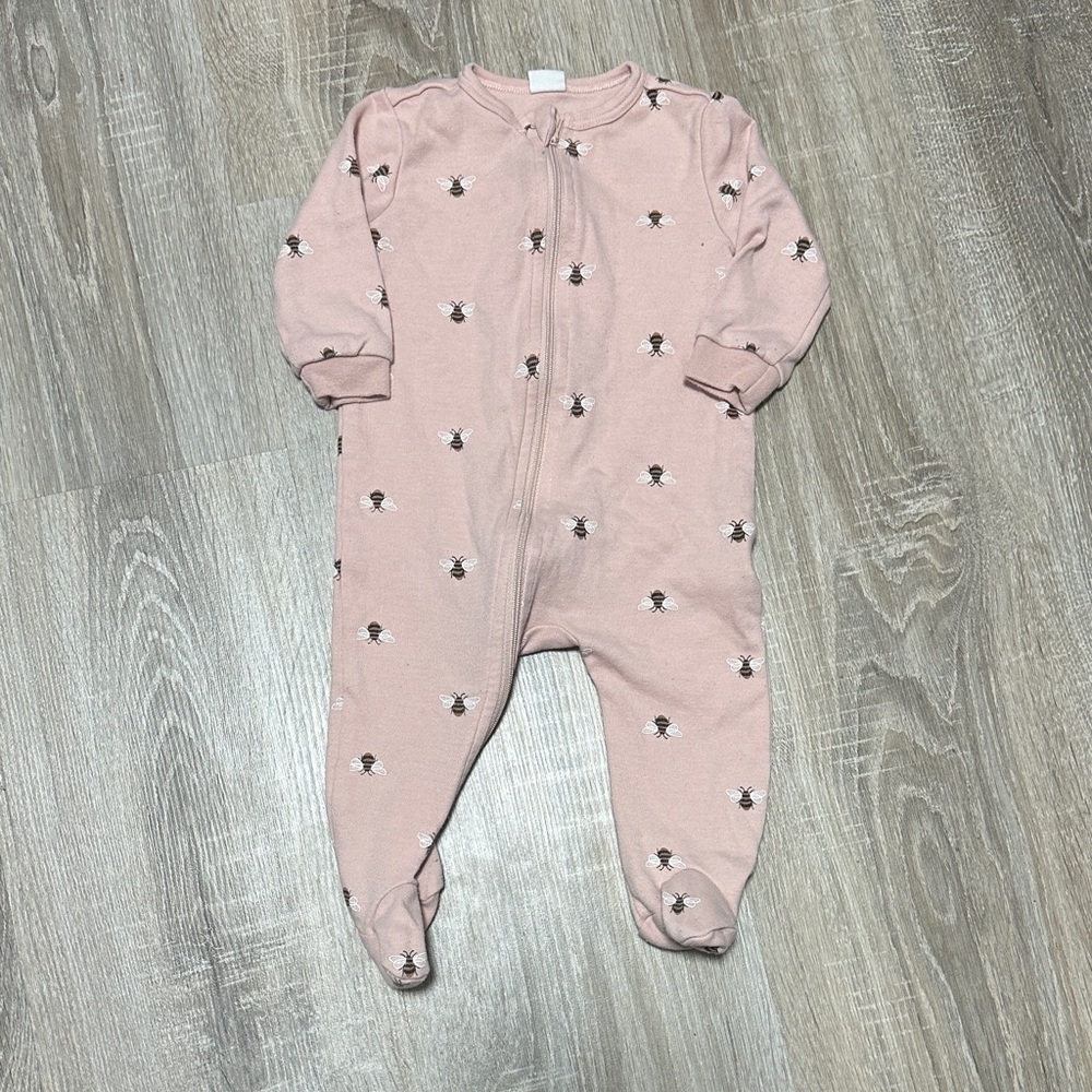 Pink Baby One Piece with Bee Print